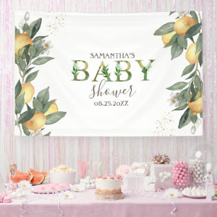 Banderoles Aquarelle Citrons Baby shower vert