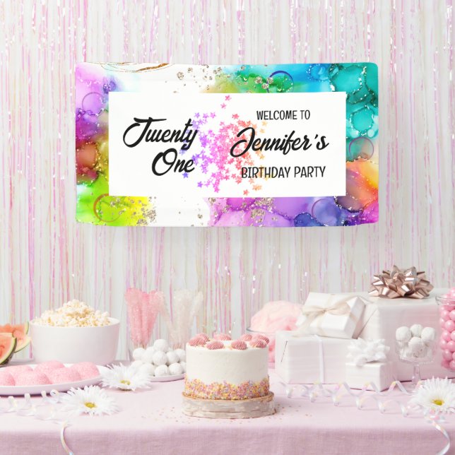 Banderoles Aquarelle colorée à éclaboussures Anniversaire (Fête)