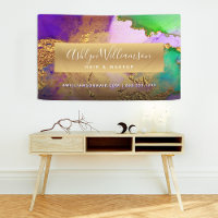 Aquarelle de marbre moderne or violet vert stylist