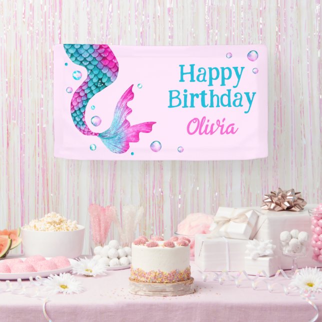 Banderoles Aquarelle de sirène sous la mer Anniversaire (Fête)