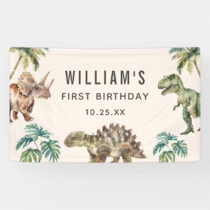 Banderoles Aquarelle Dinosaur 1er fête d'anniversaire