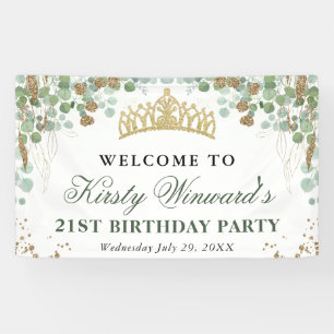 Banderoles Aquarelle Eucalyptus et Parties scintillant d'or A