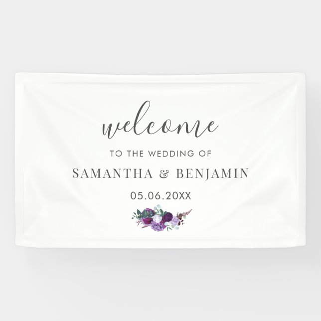 Banderoles Aquarelle Floral Mariage Botanique Bienvenue (Horizontal)