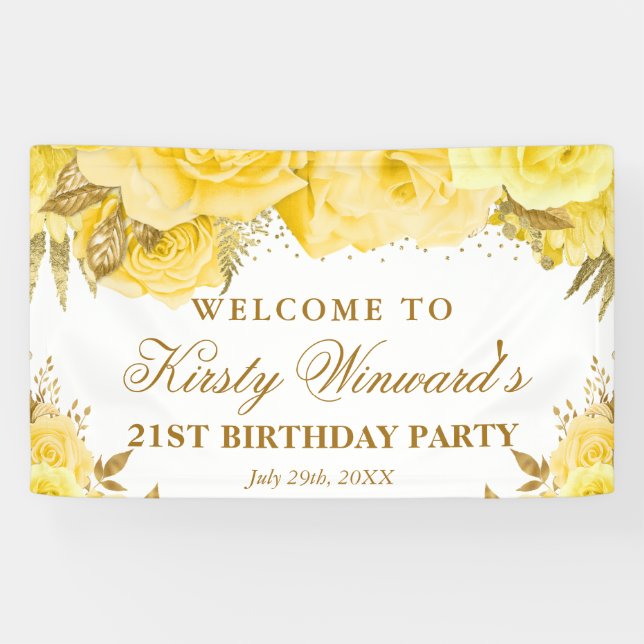 Banderoles Aquarelle Jaune Rose or  (Horizontal)