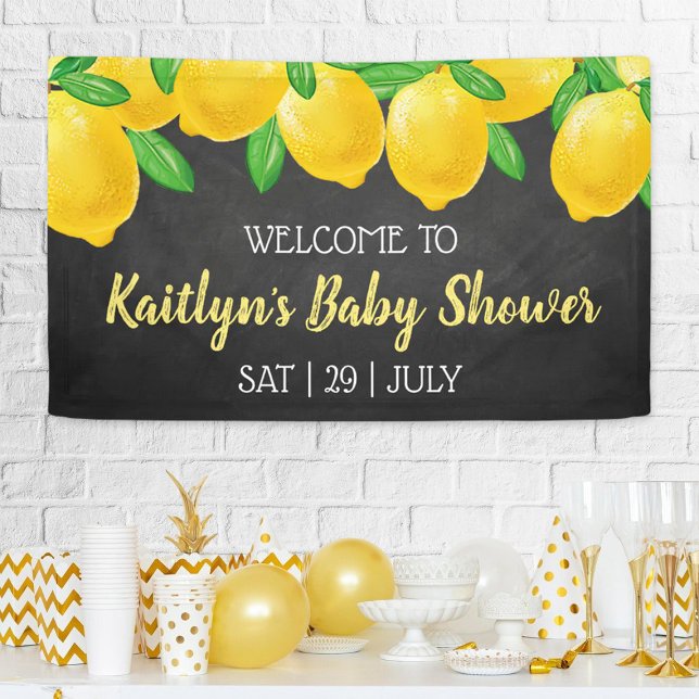 Banderoles Aquarelle moderne Lemon Tree Baby shower Bienvenue (Créateur téléchargé)
