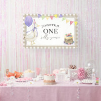 Aquarelle Oie 1er anniversaire Bienvenue