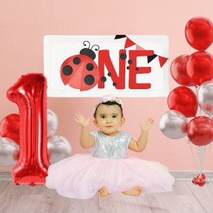 Banderoles Aquarelle ONE Ladybug 1er Anniversaire Mini banniè