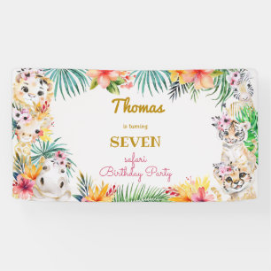 Banderoles Aquarelle or anniversaire de enfant safari sauvage