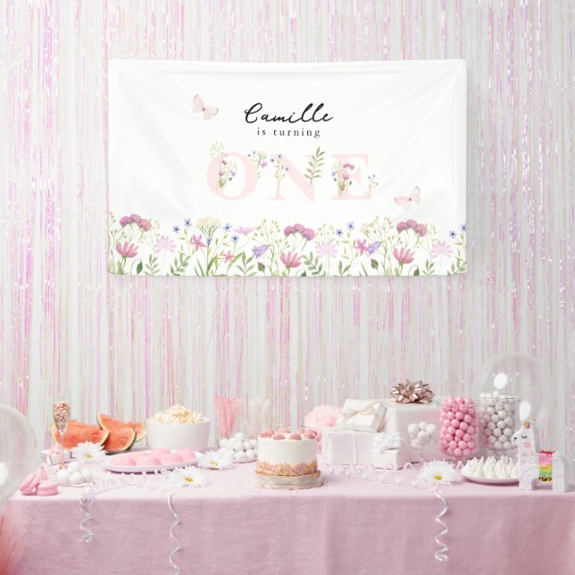 Banderoles Aquarelle Petit Fleur sauvage Anniversaire (Fête)