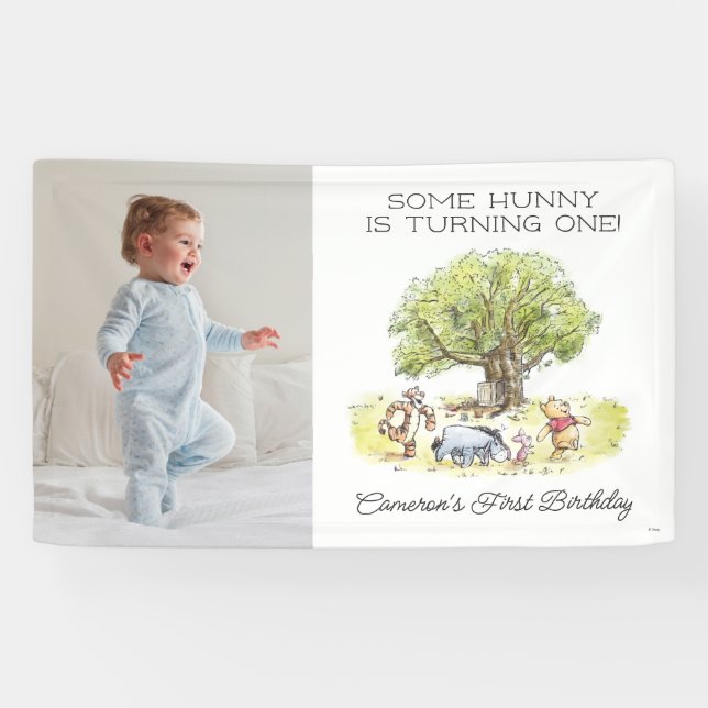 Banderoles Aquarelle Pooh & Friends | Premier anniversaire -  (Horizontal)
