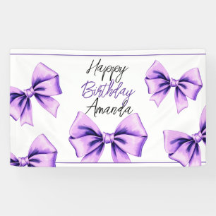 Banderoles Aquarelle Purple Bow Sweet 16 Anniversaire