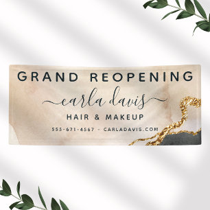 Banderoles Aquarelle rose Black Gold Salon Réouverture