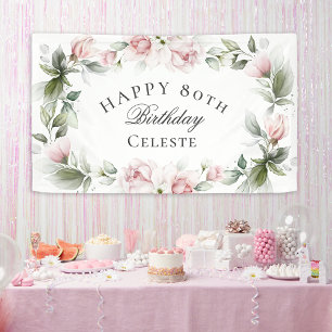 Banderoles Aquarelle rose féminine 80e anniversaire
