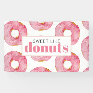 Banderoles Aquarelle rose moderne sucré comme des beignets