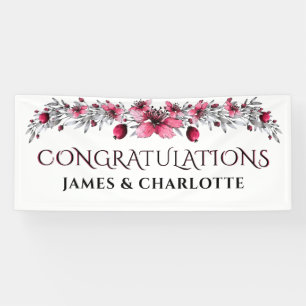Banderoles Aquarelle rouge fleurs, Mariage