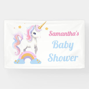 Banderoles Aquarelle rustique mite Rainbow Unicorn Baby showe