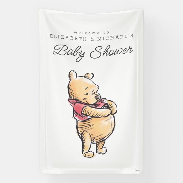 Banderoles Aquarelle simple Winnie le Baby shower de l'Oeil (Verticale)