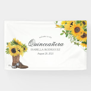 Banderoles Aquarelle Tournesol Rustique Ouest Quinceañera