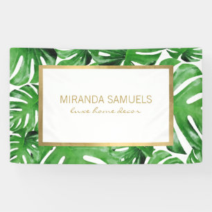 Banderoles Aquarelle Tropical Monstera Feuille Motif