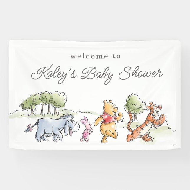 Banderoles Aquarelle Winnie le Baby shower de pique-nique Poo (Horizontal)