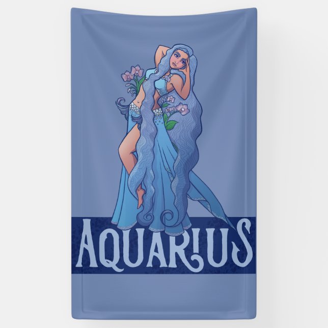 Banderoles Aquarius Zodiac Déesse Ventre Danseur Art Annivers (Vertical)