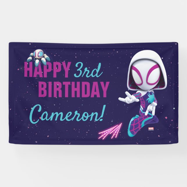 Banderoles Araignée fantôme | Joyeux anniversaire personnalis (Horizontal)