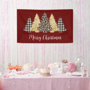 Banderoles Arbre de Noël Imprimé Guépard Plaid Buffle Paillet