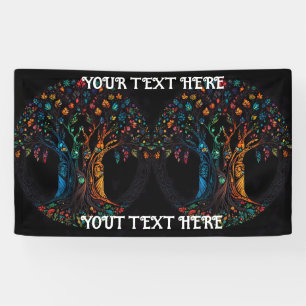 Banderoles Arbre de vie en verre tendu couleur mosaïque
