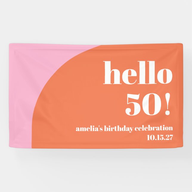 Banderoles Arc rose orange rose moderne 50e anniversaire Pers (Horizontal)