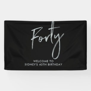 Banderoles Argent et Noir Quarante anniversaire 40e fête Bien
