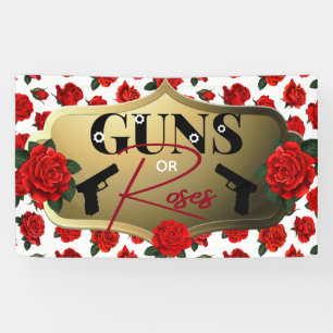 Banderoles Armes à feu ou Roses Baby shower de révélation