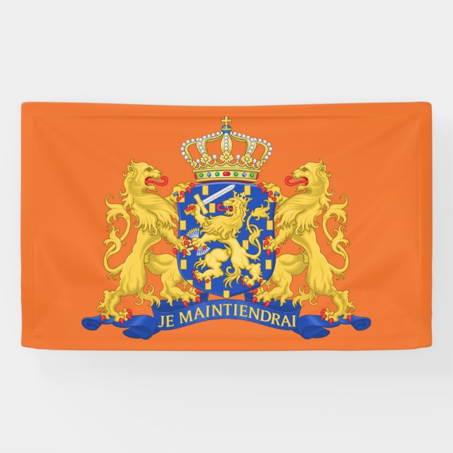 Banderoles Armoiries de Pays-Bas sur Bnrt Orange (Horizontal)