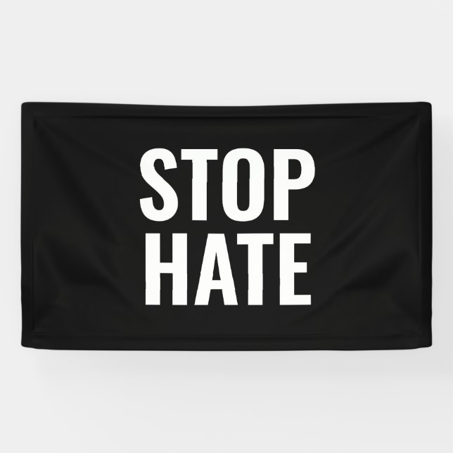 Banderoles Arrêter la haine noir et blanc (Horizontal)