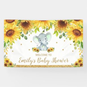 Banderoles Arrière-plan Baby shower neutre de tournesol éléph