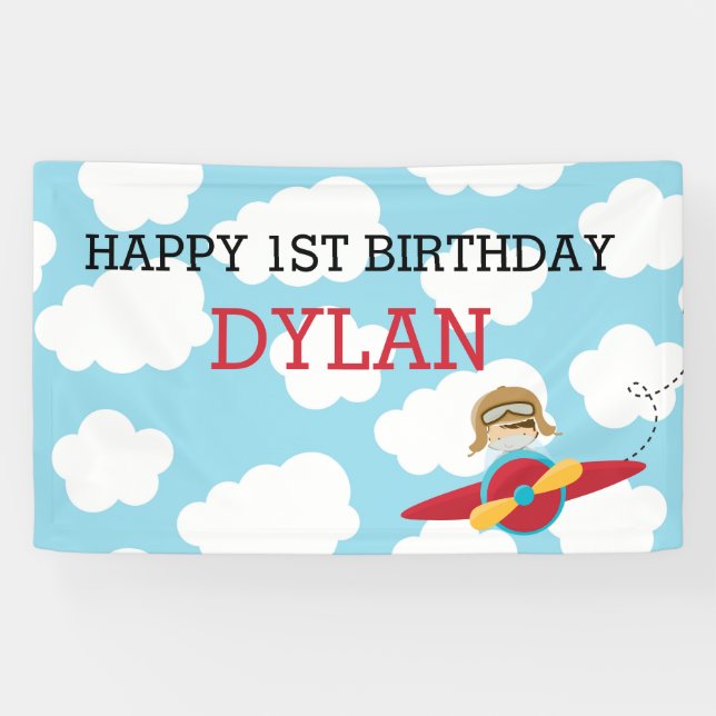 Banderoles Arrière-plan/bannière de l'avion (bleu et rouge av (Horizontal)