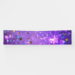 Banderoles Arrière - plan de feuille violet avec étoiles