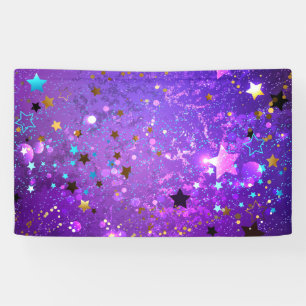 Banderoles Arrière - plan de feuille violet avec étoiles