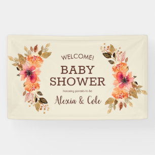 Banderoles Arrière-plan du Baby shower floral d'automne