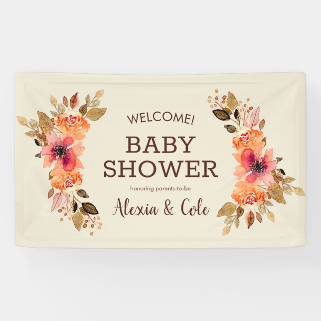 Banderoles Arrière-plan du Baby shower floral d'automne (Horizontal)