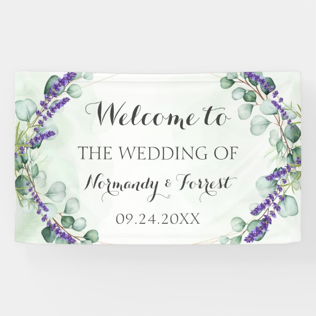 Banderoles Arrière-plan du Mariage d'or Lavender Eucalyptus R (Horizontal)