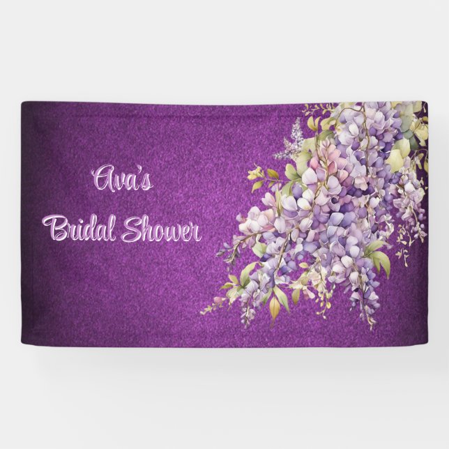 Banderoles Arrosage de mariage violet et wisteria lavande (Horizontal)