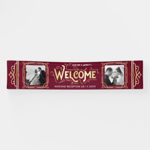Banderoles Art Déco Mariage Gold Burgundy Diner Party