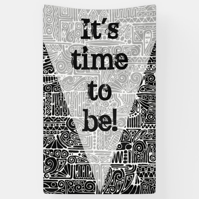 Banderoles Art Géométrique Noir Et Blanc 2 (Vertical)