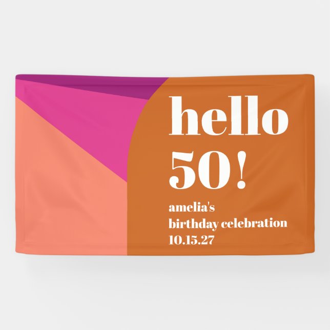 Banderoles Art moderne violet en terre cuite Custom 50e anniv (Horizontal)