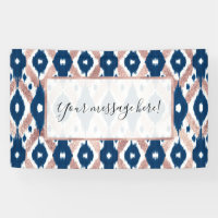 Artsy moderne Rose or Marine bleu Ikat Geo
