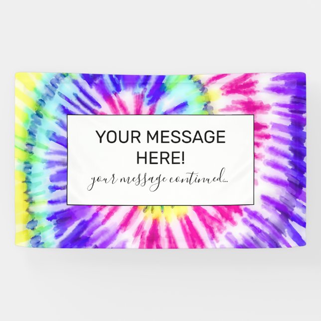Banderoles Artsy Neon Rainbow Tie Dye Motif d'aquarelle (Horizontal)