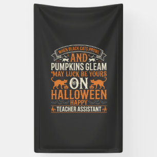 Banderoles Assistant d'enseignant Halloween chats noirs et ci