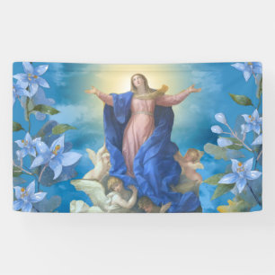 Banderoles Assomption religieuse de Marie Anges Bleu Floral