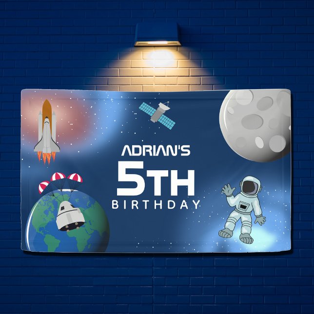Banderoles Astronaut dans l'espace Galaxie Thème Anniversaire (Créateur téléchargé)