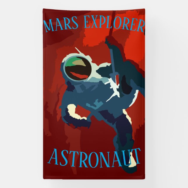 Banderoles Astronaute Mars Explorateur Voyage Spatial Vacance (Verticale)